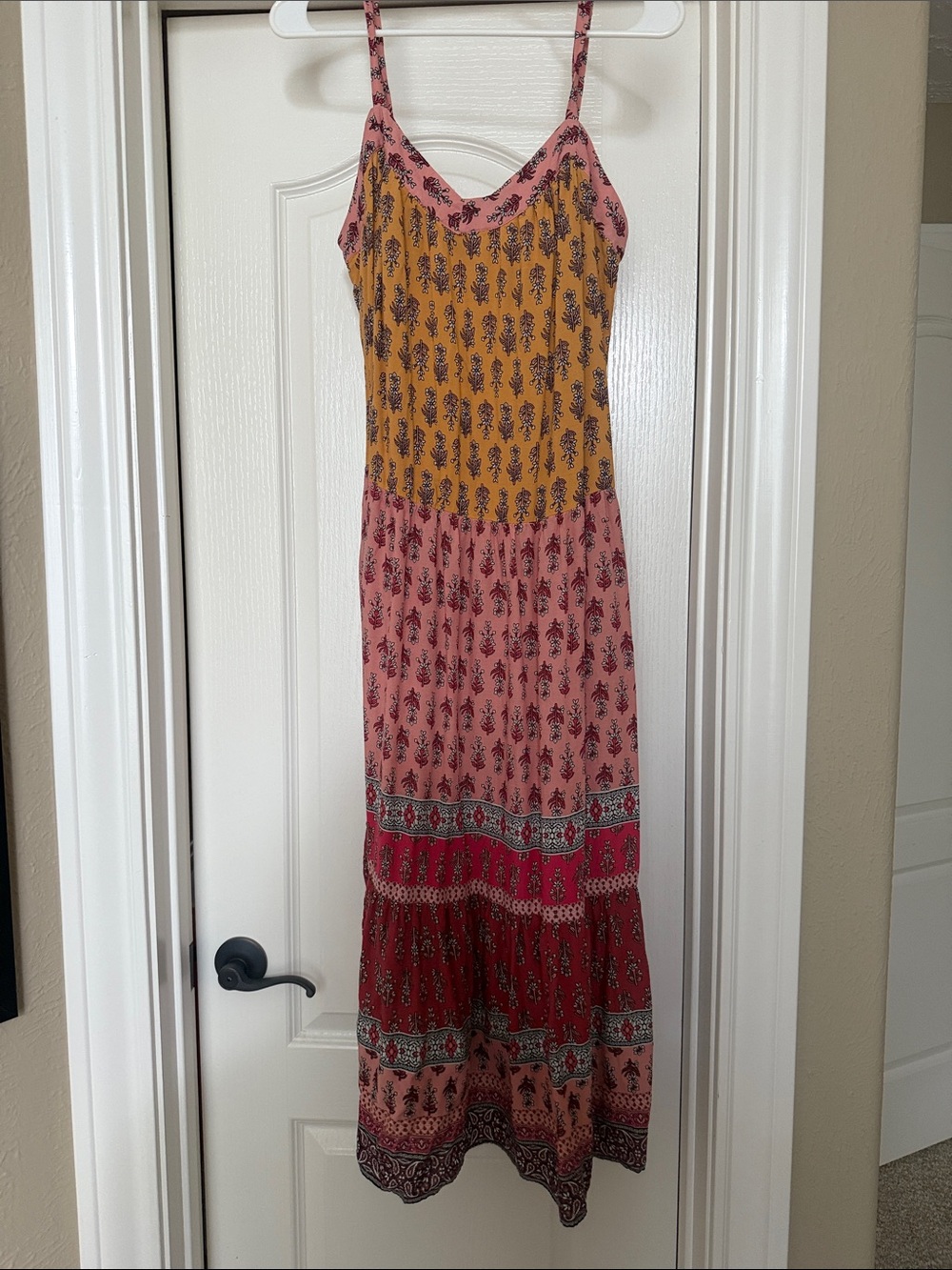 Knox Rose Boho Floral Maxi Dress in Pink and Mustard
